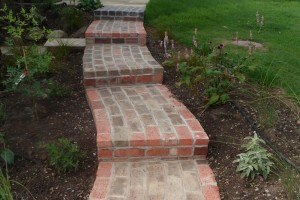 BRICK PATH MADE FROM RECLAIMED BRICKS WORCESTERSHIRE